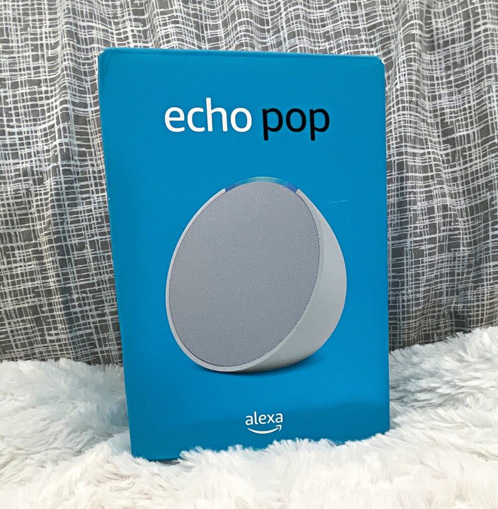Amazon Echo Pop Smart Speaker with Alexa, Bluetooth, USB, Plastic, Blue
